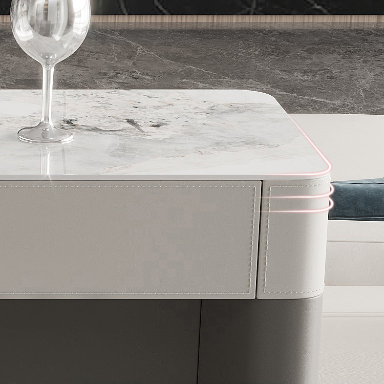 Modern Style Bistro Bar Table Rectangle Stone Top Bar Table for Living Room