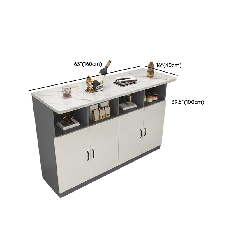 Modern Bistro Bar Table Rectangle Wooden Bar Table with Storage