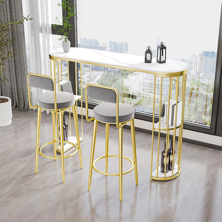 Modern Style Bar Table Oval Stone Storage Bar Table for Living Room