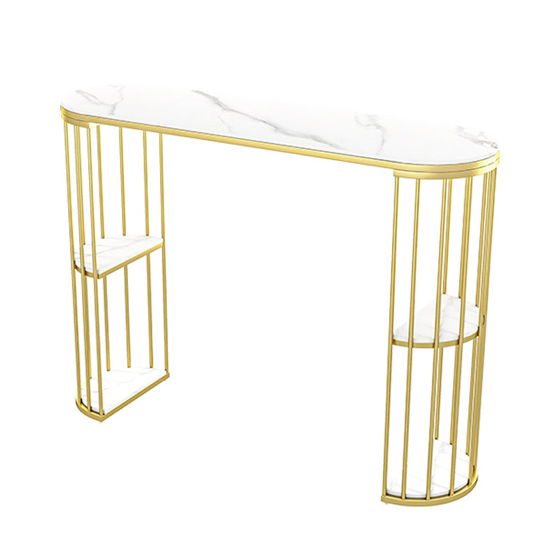 Modern Style Bar Table Oval Stone Storage Bar Table for Living Room