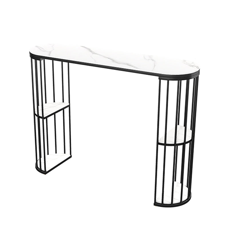 Modern Style Bar Table Oval Stone Storage Bar Table for Living Room