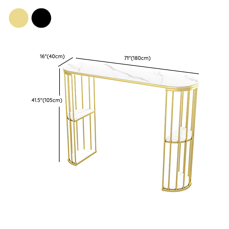 Modern Style Bar Table Oval Stone Storage Bar Table for Living Room