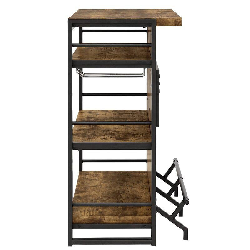 Industrial Style Bar Table Rectangle Wood Bar Table with Shelves for Dining Room