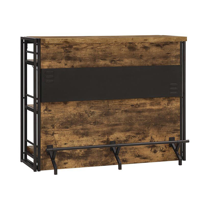 Industrial Style Bar Table Rectangle Wood Bar Table with Shelves for Dining Room