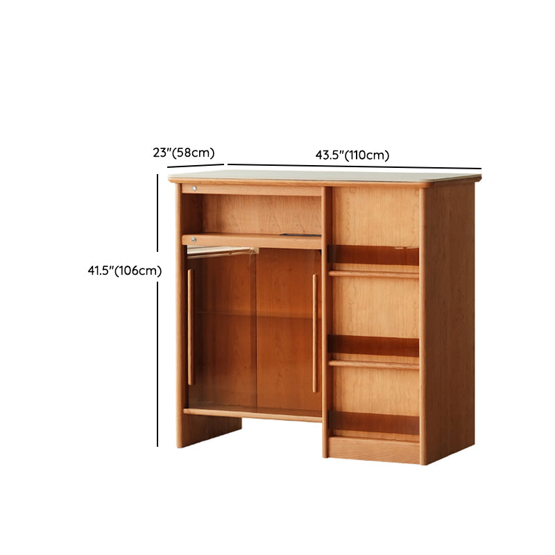 Modern Style Bar Table Rectangle Storage Wood Bar Table for Living Room