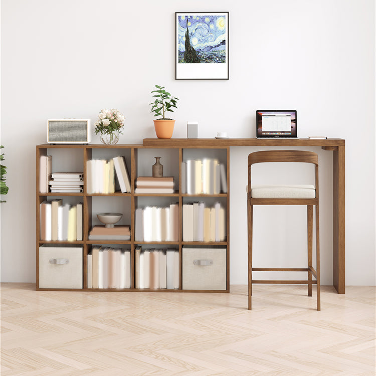 Modern Style Bar Table Rectangle Solid Wood Bar Table with Storage