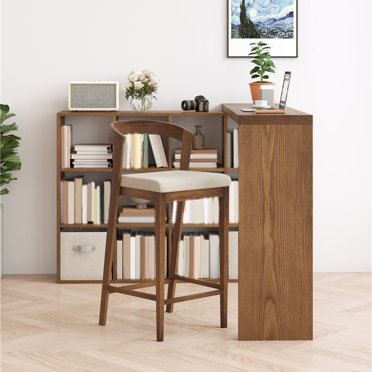 Modern Style Bar Table Rectangle Solid Wood Bar Table with Storage