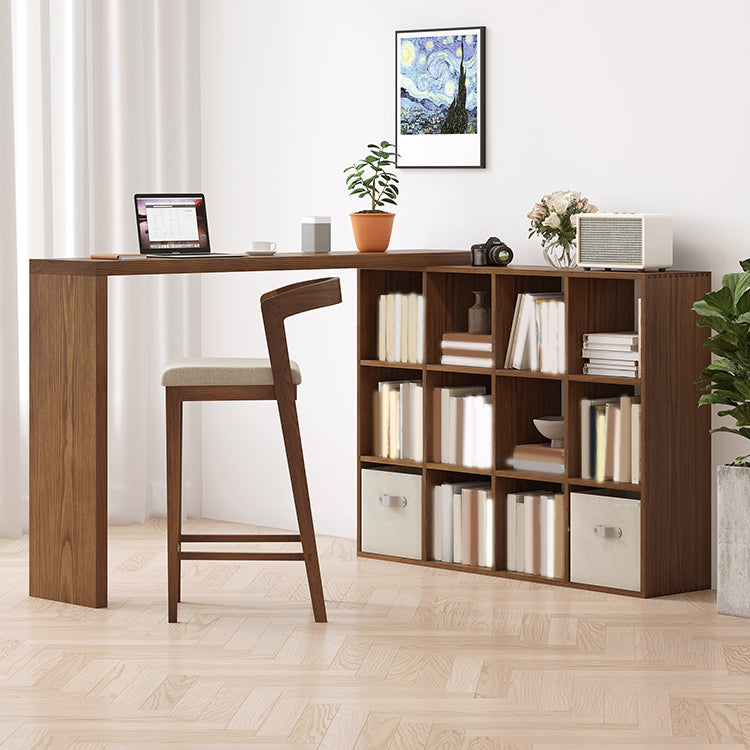 Modern Style Bar Table Rectangle Solid Wood Bar Table with Storage