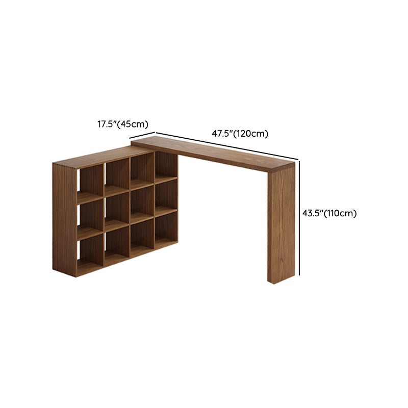 Modern Style Bar Table Rectangle Solid Wood Bar Table with Storage