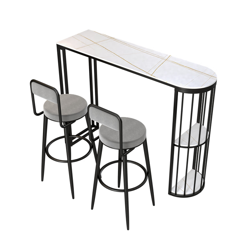 Modern Bar Table Set 1/2/3 Pieces Stone Bar table with Upholstered Stools