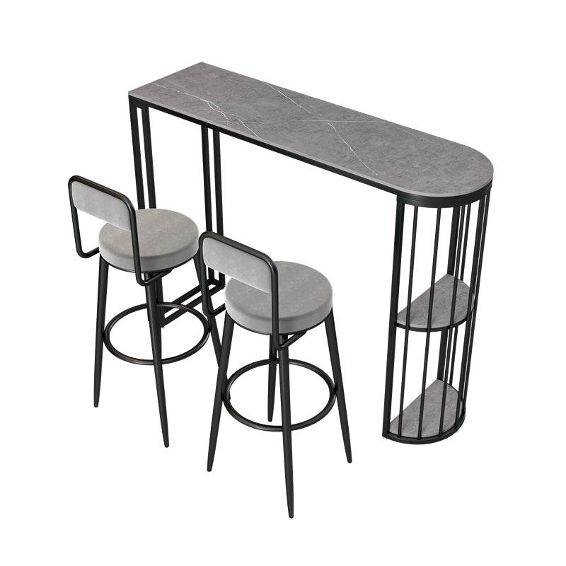Modern Bar Table Set 1/2/3 Pieces Stone Bar table with Upholstered Stools