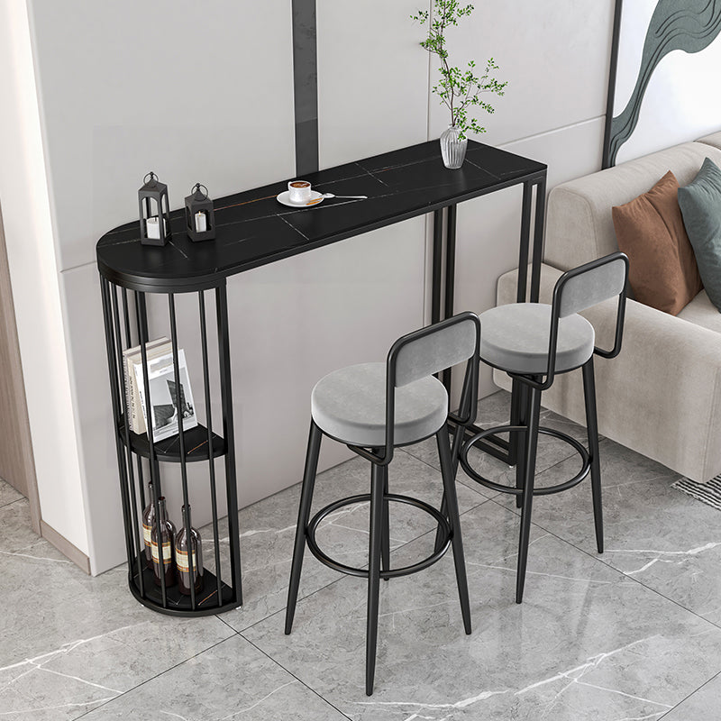 Modern Bar Table Set 1/2/3 Pieces Stone Bar table with Upholstered Stools