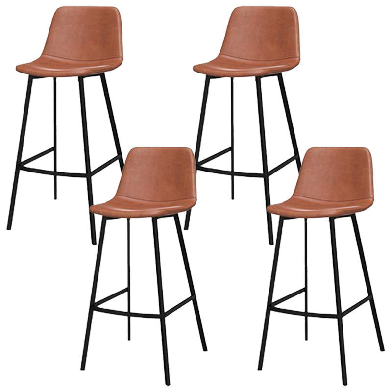 Faux Leather Bar Stool Bar Height Armless Stool with Black Base