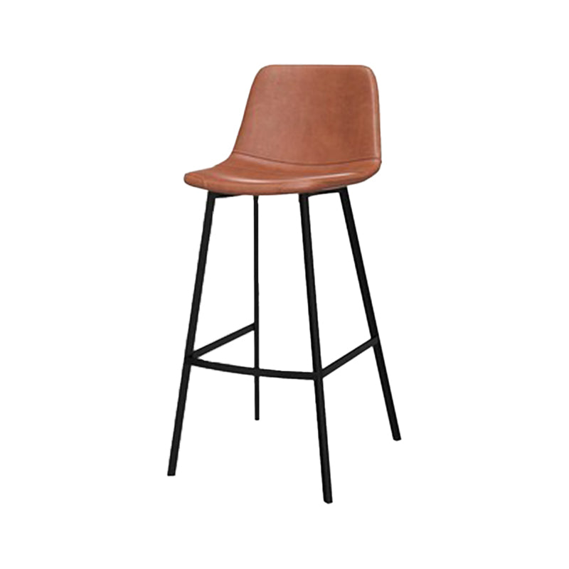 Faux Leather Bar Stool Bar Height Armless Stool with Black Base