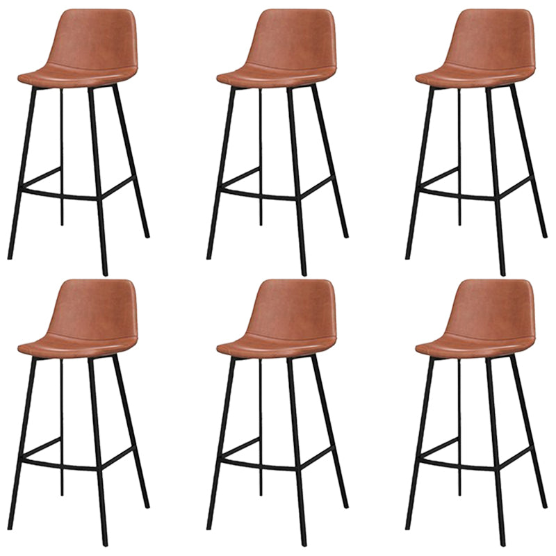 Faux Leather Bar Stool Bar Height Armless Stool with Black Base