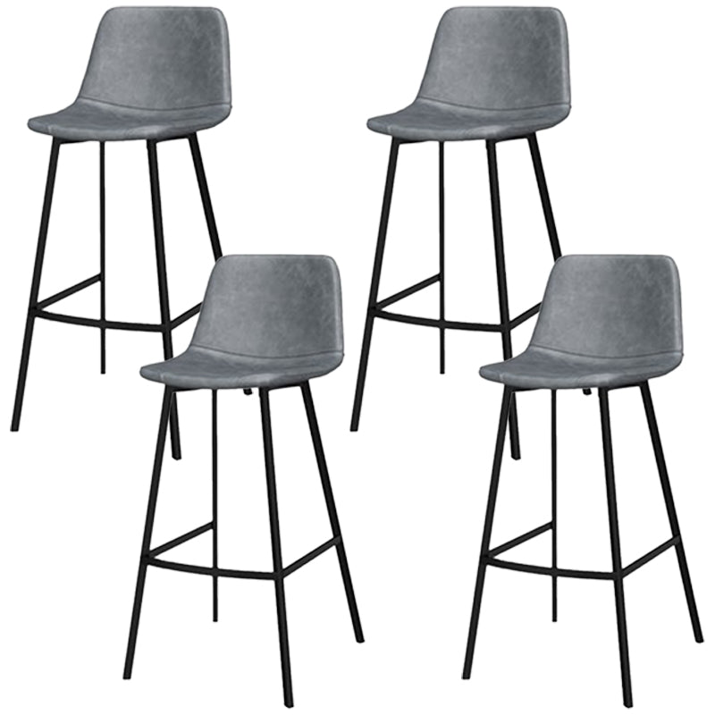 Faux Leather Bar Stool Bar Height Armless Stool with Black Base