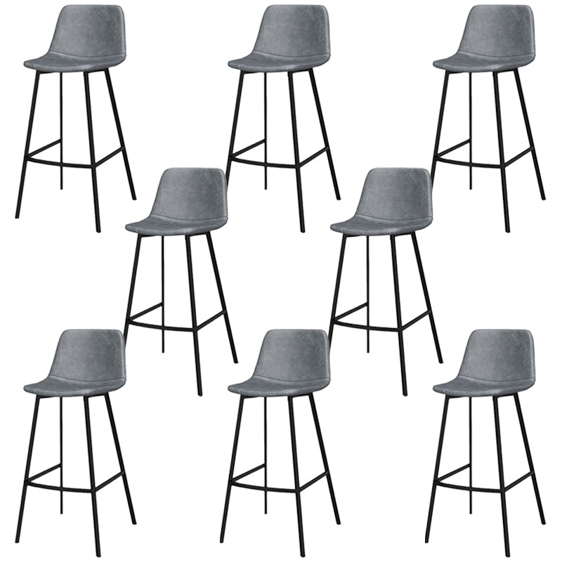 Faux Leather Bar Stool Bar Height Armless Stool with Black Base