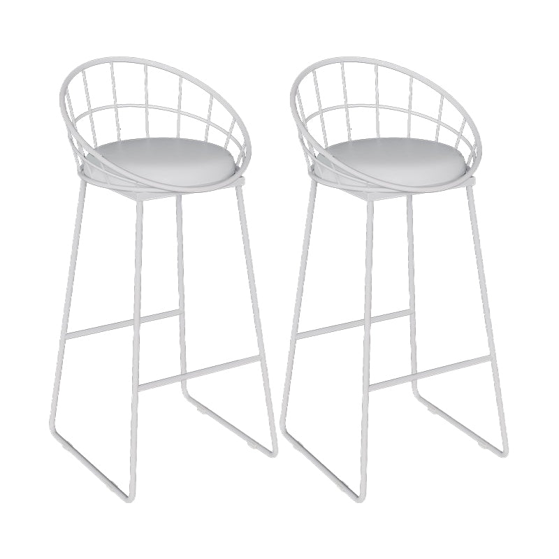 Contemporary Metal Dining Stools Low Back Bar Stools with Footrest
