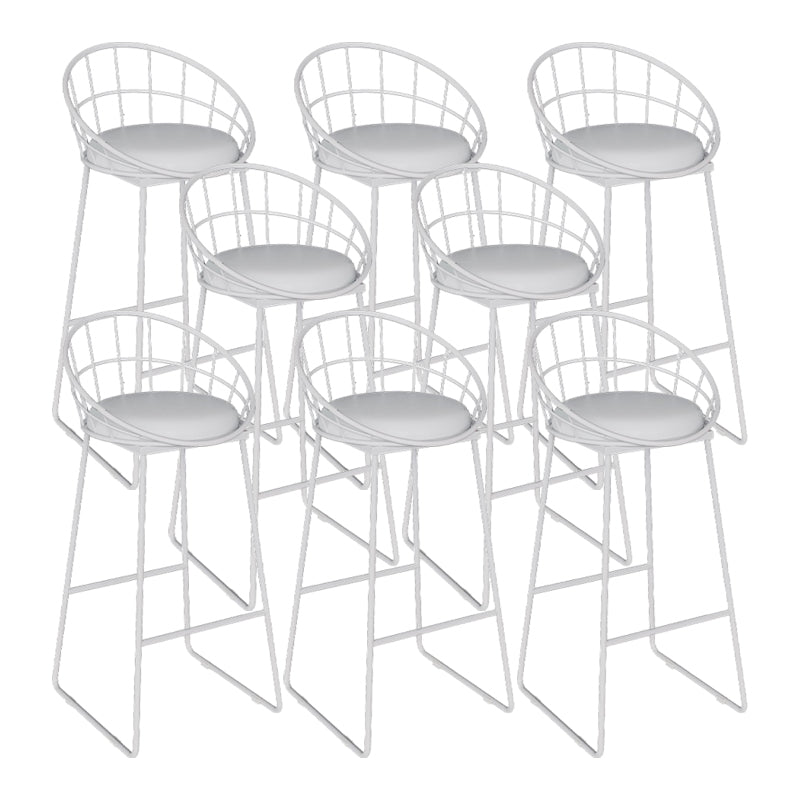 Contemporary Metal Dining Stools Low Back Bar Stools with Footrest