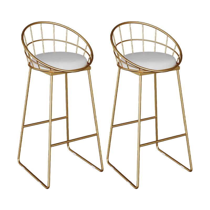 Contemporary Metal Dining Stools Low Back Bar Stools with Footrest
