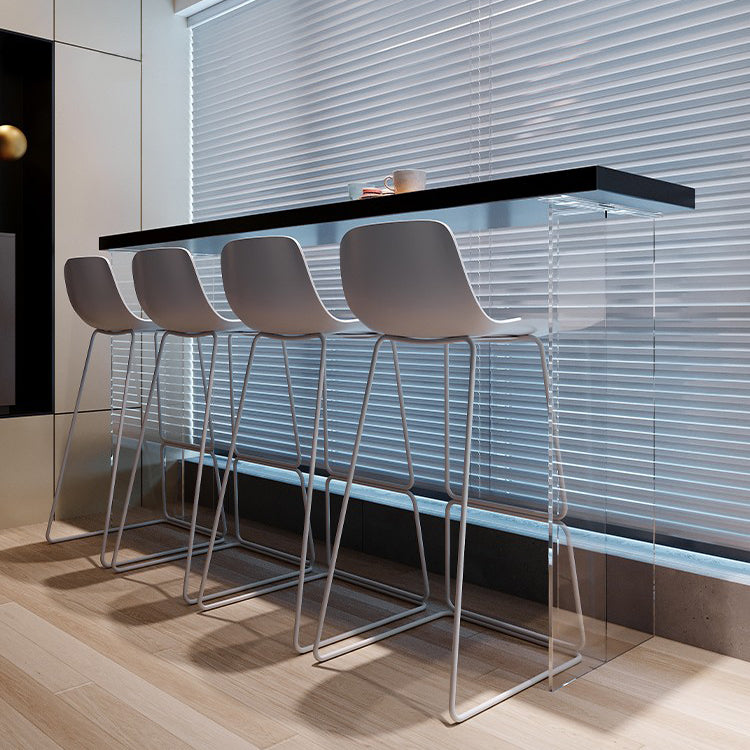 Contemporary Metal Dining Stools Low Back Bar Stools with Footrest