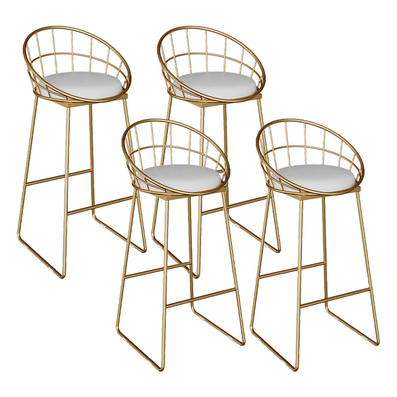 Contemporary Metal Dining Stools Low Back Bar Stools with Footrest