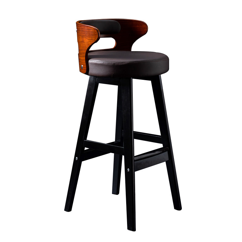 Solid Wood Bar Stools Industrial Style Armless Stool with Low Back