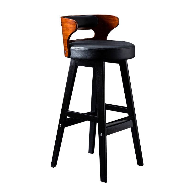 Solid Wood Bar Stools Industrial Style Armless Stool with Low Back