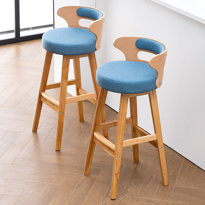 Solid Wood Bar Stools Industrial Style Armless Stool with Low Back