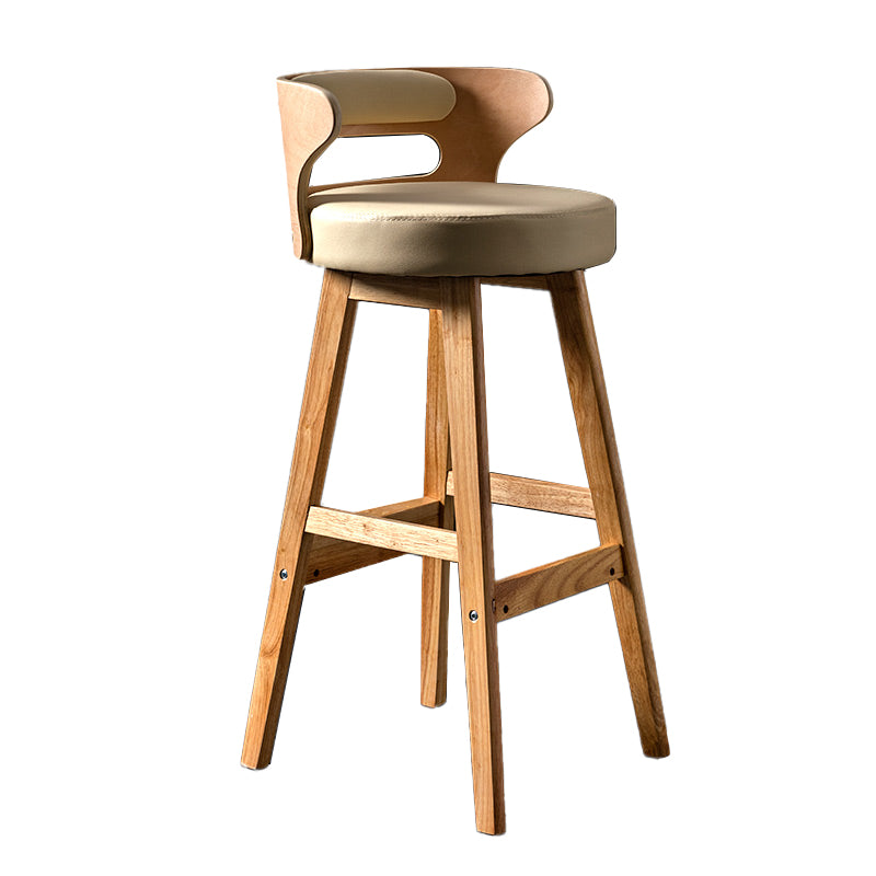 Solid Wood Bar Stools Industrial Style Armless Stool with Low Back