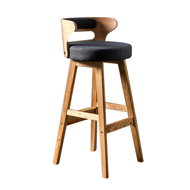 Solid Wood Bar Stools Industrial Style Armless Stool with Low Back