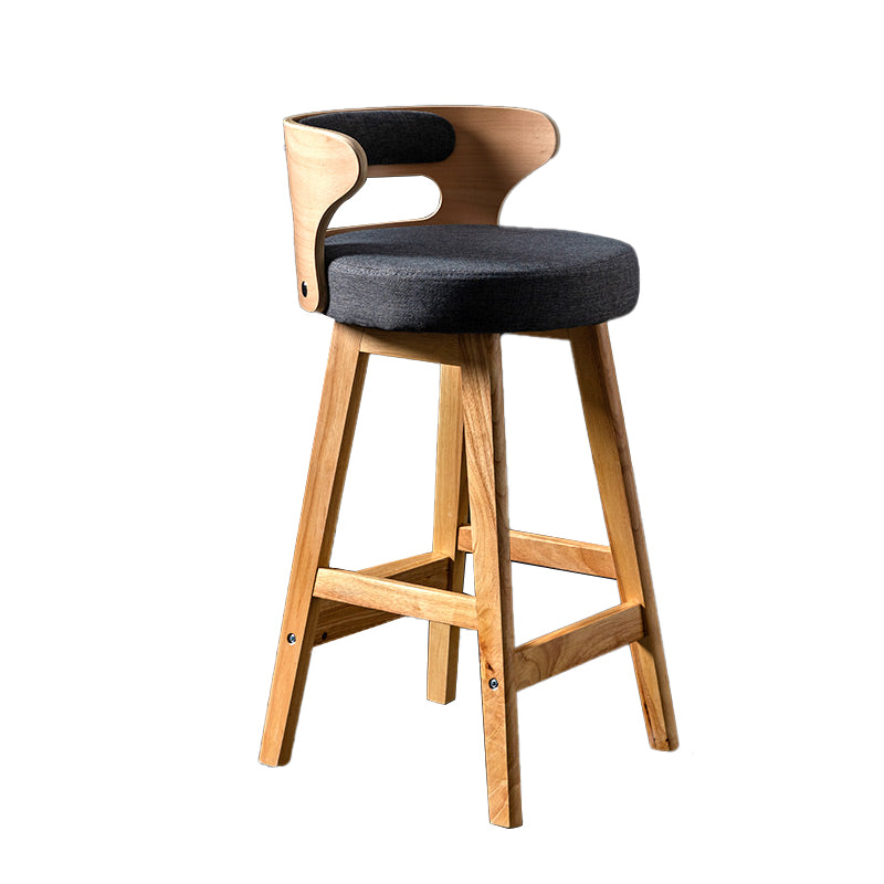 Solid Wood Bar Stools Industrial Style Armless Stool with Low Back