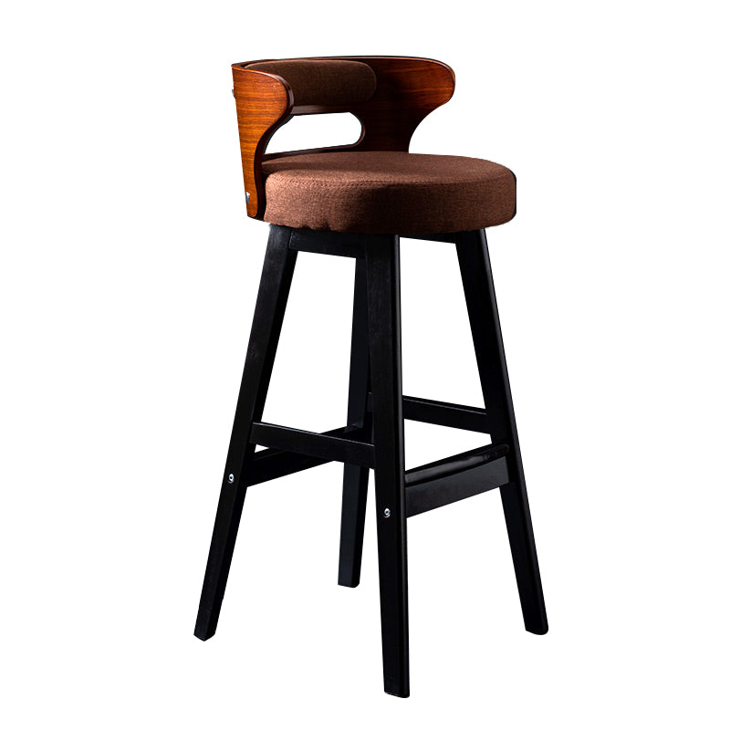 Solid Wood Bar Stools Industrial Style Armless Stool with Low Back