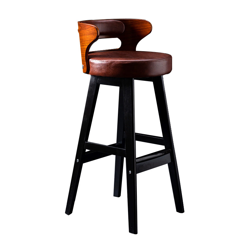 Solid Wood Bar Stools Industrial Style Armless Stool with Low Back