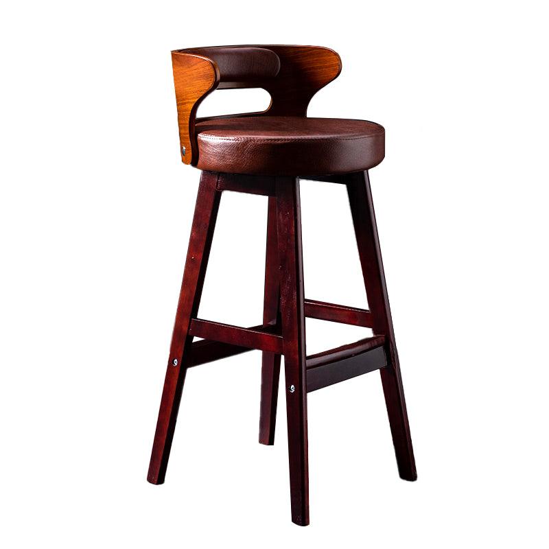 Solid Wood Bar Stools Industrial Style Armless Stool with Low Back