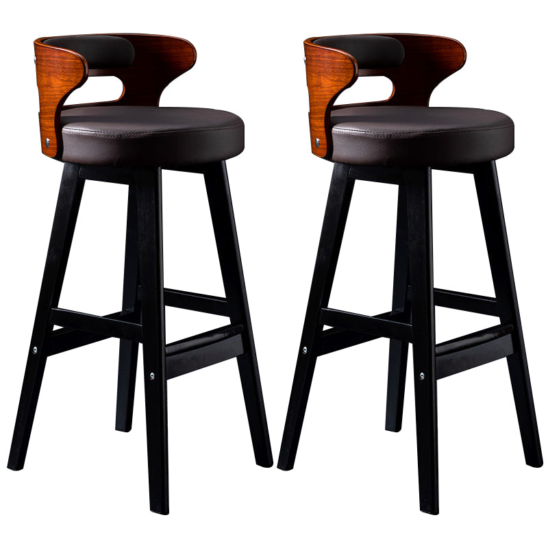 Solid Wood Bar Stools Industrial Style Armless Stool with Low Back