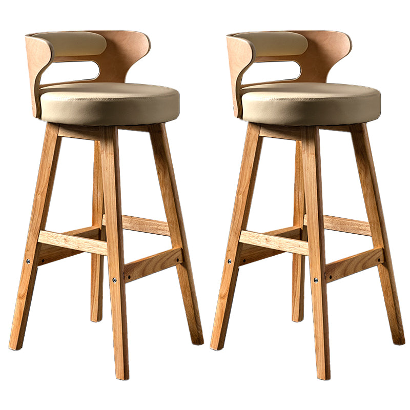 Solid Wood Bar Stools Industrial Style Armless Stool with Low Back