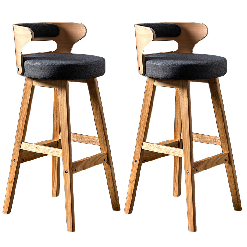 Solid Wood Bar Stools Industrial Style Armless Stool with Low Back