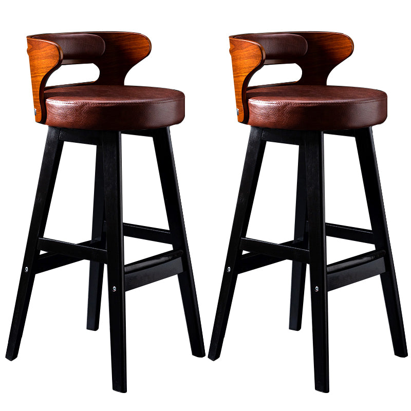 Solid Wood Bar Stools Industrial Style Armless Stool with Low Back