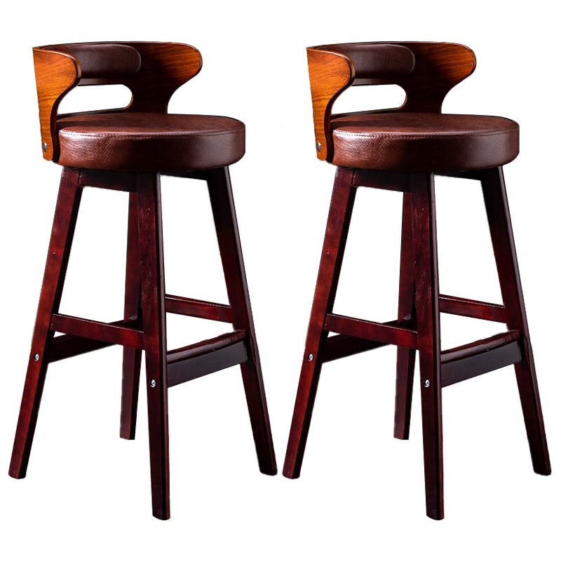 Solid Wood Bar Stools Industrial Style Armless Stool with Low Back