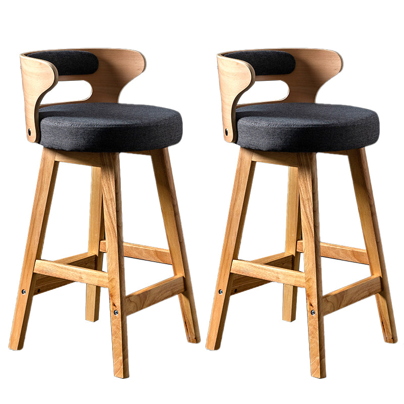 Solid Wood Bar Stools Industrial Style Armless Stool with Low Back