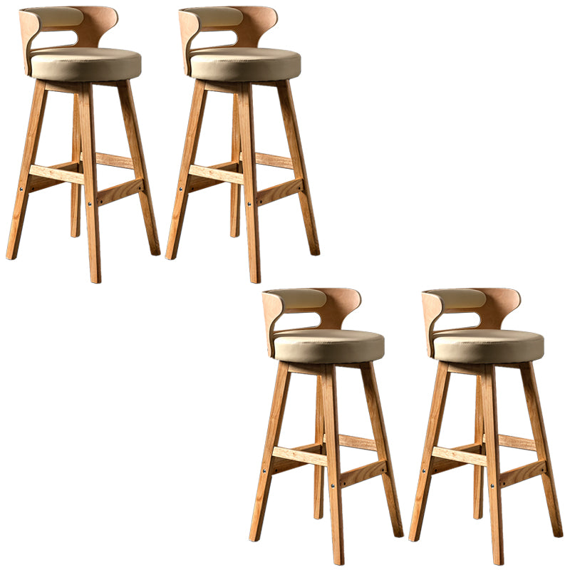 Solid Wood Bar Stools Industrial Style Armless Stool with Low Back