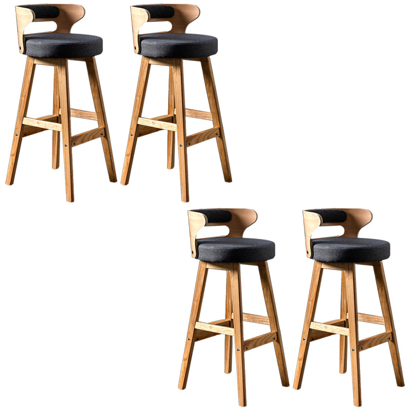 Solid Wood Bar Stools Industrial Style Armless Stool with Low Back