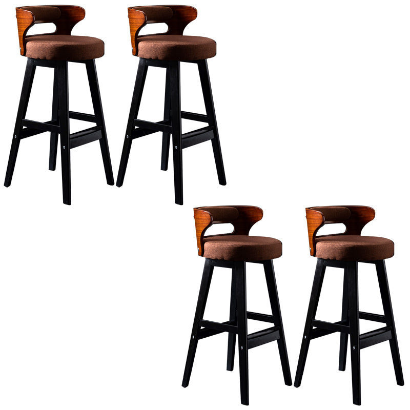 Solid Wood Bar Stools Industrial Style Armless Stool with Low Back