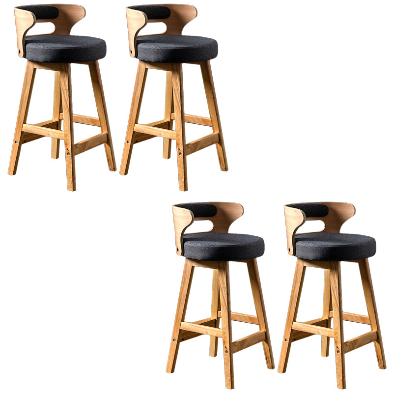 Solid Wood Bar Stools Industrial Style Armless Stool with Low Back