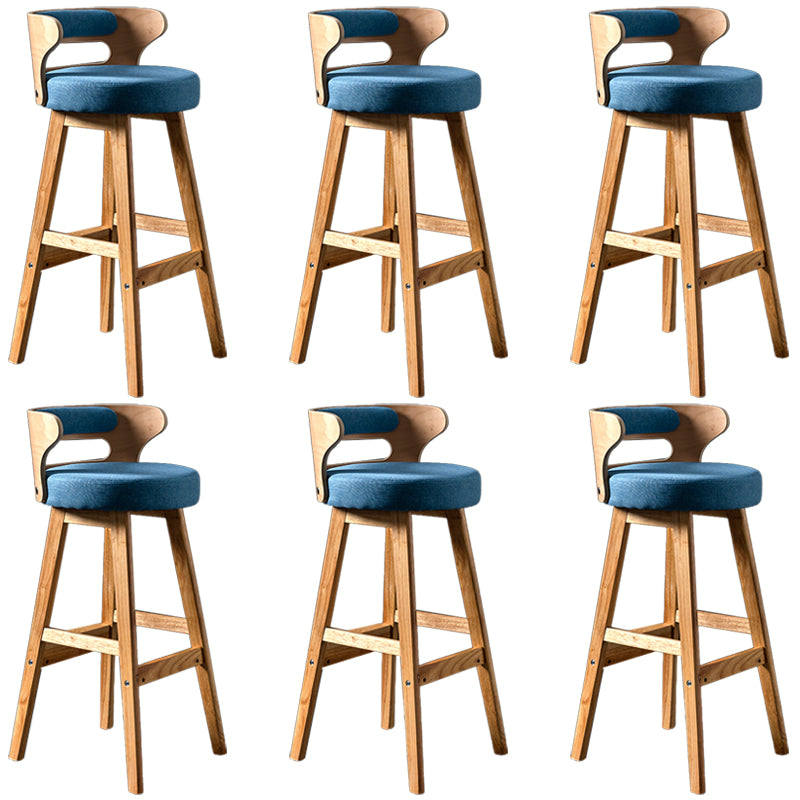 Solid Wood Bar Stools Industrial Style Armless Stool with Low Back