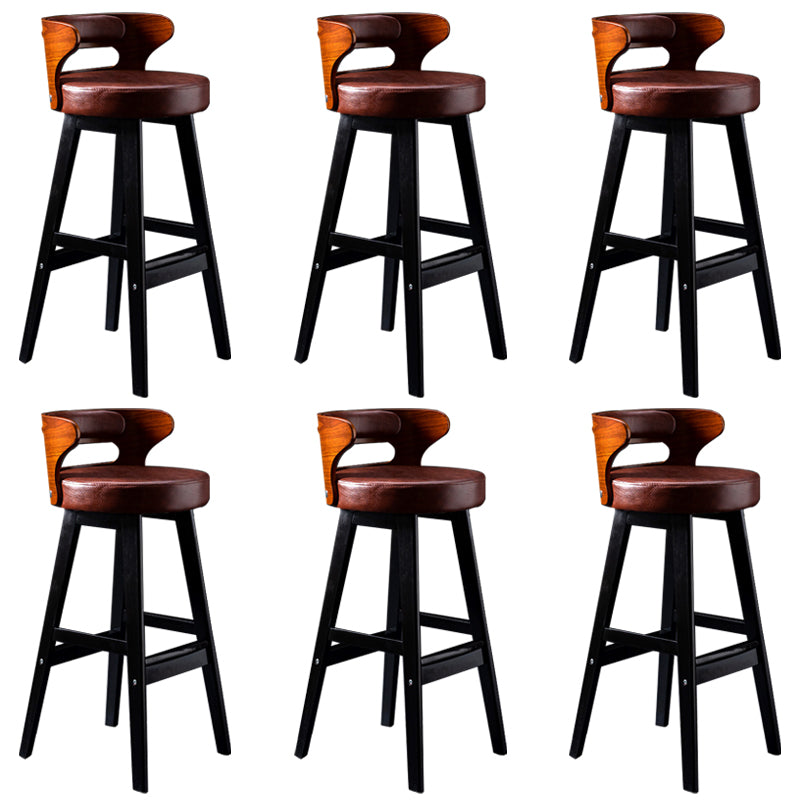 Solid Wood Bar Stools Industrial Style Armless Stool with Low Back