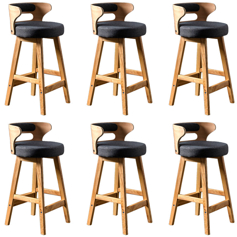 Solid Wood Bar Stools Industrial Style Armless Stool with Low Back