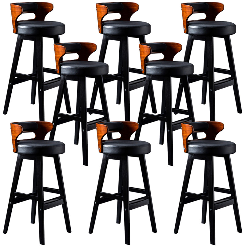 Solid Wood Bar Stools Industrial Style Armless Stool with Low Back