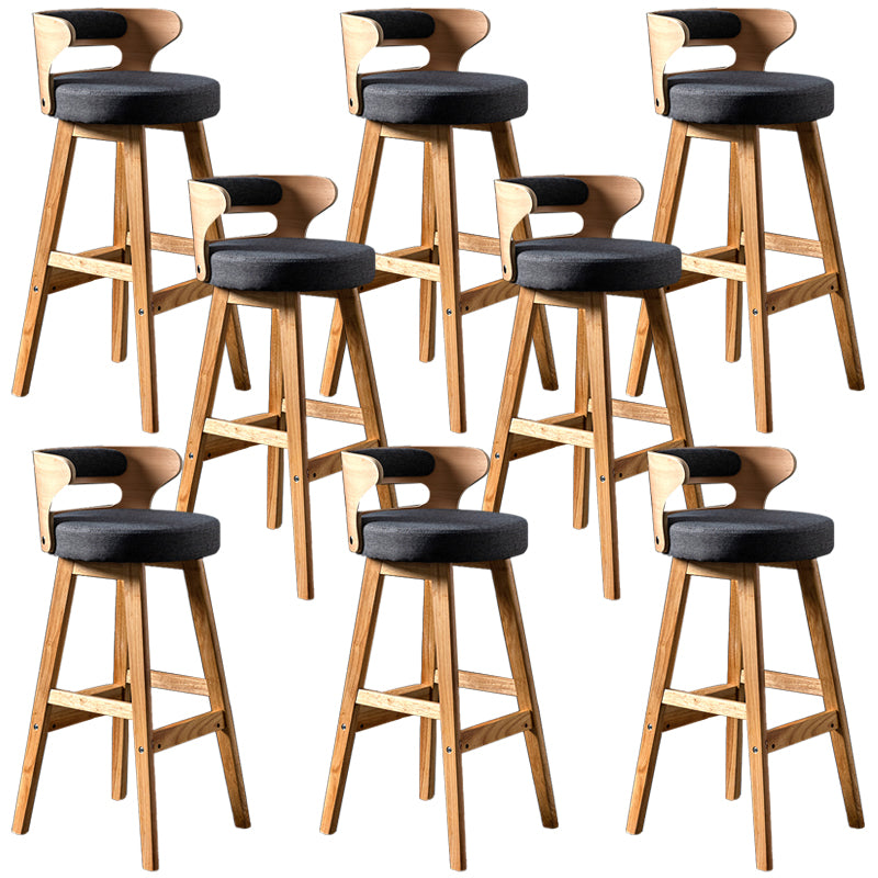 Solid Wood Bar Stools Industrial Style Armless Stool with Low Back